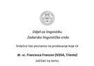 Poziv na predavanje: dr. sc. Francesca Franzon (SISSA, Trieste): "The cognitive antecedents of linguistic (un)countability" 